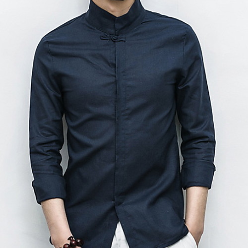 

Men's Shirt Solid Colored Tops White Black Navy Blue