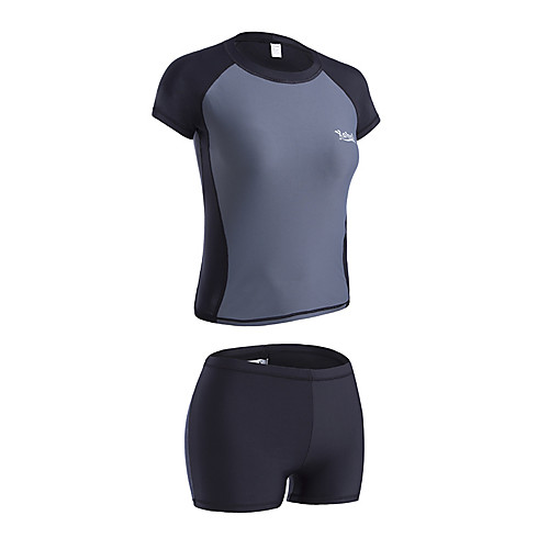 

YOBEL Women's Rashguard Swimsuit Neoprene Swimwear Quick Dry Short Sleeve 2 Piece Padded - Swimming Snorkeling Solid Colored Letter & Number Autumn / Fall Winter Spring