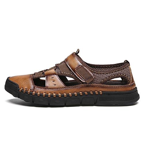 

Men's Summer Classic Daily Sandals Walking Shoes / Upstream Shoes Faux Leather Breathable Waterproof Black / Brown / Gray