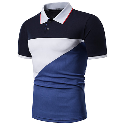 

Men's Polo Color Block Short Sleeve Daily Tops White Red Navy Blue