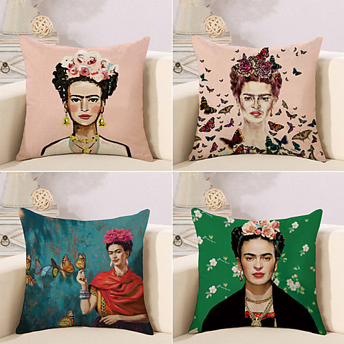 

4 pcs Cotton / Linen Pillow Case, Retro Oil Painting Artwork Traditional / Vintage Artistic