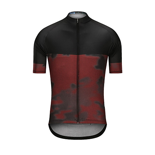 

Men's Short Sleeve Cycling Jersey Black / Red Camo / Camouflage Bike Jersey Top Sports Clothing Apparel / High Elasticity