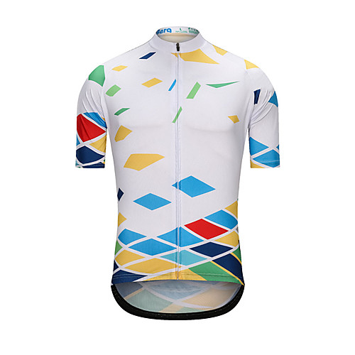 

Men's Short Sleeve Cycling Jersey White Bike Jersey Top Sports Clothing Apparel / High Elasticity
