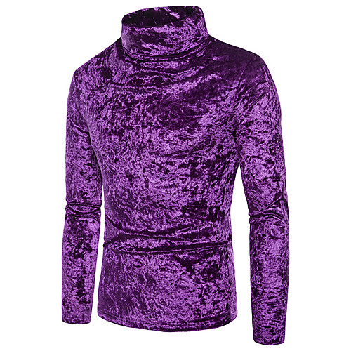 

Men's Solid Colored Pullover Long Sleeve Slim Sweater Cardigans Turtleneck Fall Winter Black Purple Wine