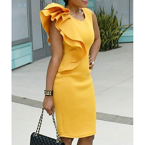 

Women's Kentucky Derby Yellow Dress Homecoming Cocktail Party Bodycon S M Slim