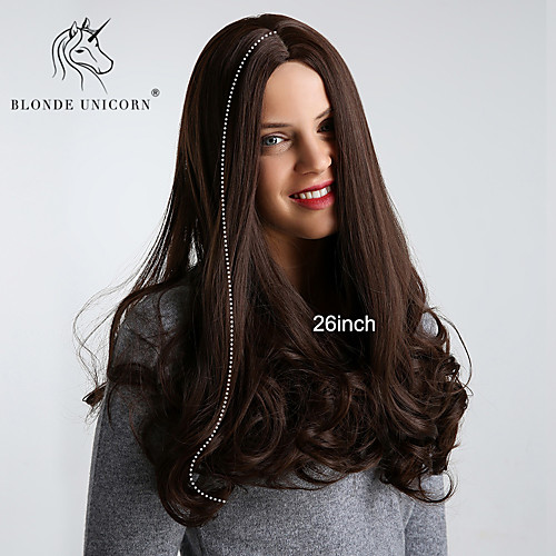 

Synthetic Wig Curly Bouncy Curl Middle Part Wig Very Long Brown Synthetic Hair 26 inch Women's Synthetic Comfortable Natural Hairline Dark Brown BLONDE UNICORN