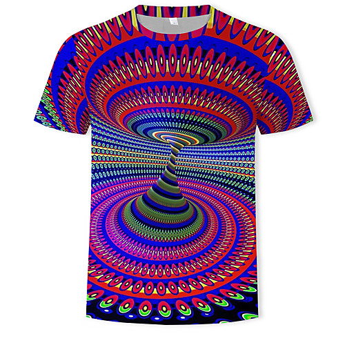 

Men's Graphic Print T-shirt Basic Exaggerated Casual / Daily Plus Size Round Neck Rainbow / Short Sleeve