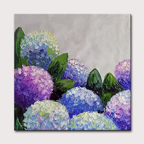 

Oil Painting Hand Painted Square Abstract Floral / Botanical Classic Modern Stretched Canvas