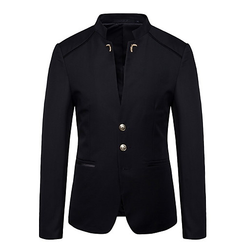 

Men's Plus Size Blazer Stand Polyester Black / Wine / Navy Blue / Slim