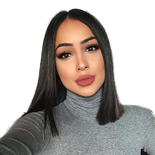 

Synthetic Wig Natural Straight Bob Wig Medium Length Jet Black Synthetic Hair 12 inch Women's Synthetic Comfortable Natural Hairline Black HAIR CUBE