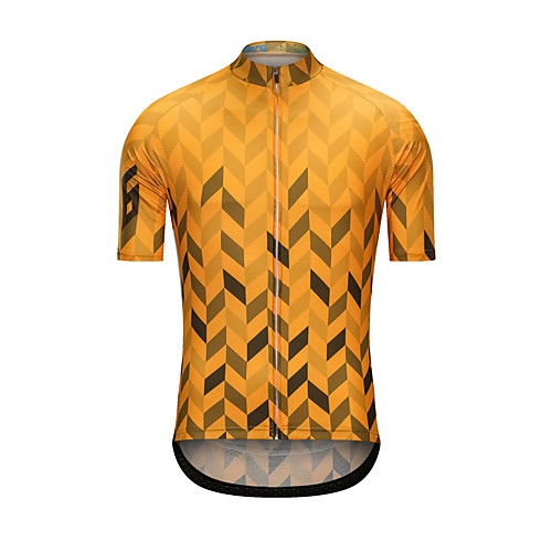 

Men's Short Sleeve Cycling Jersey Yellow Bike Jersey Top Sports Clothing Apparel / High Elasticity