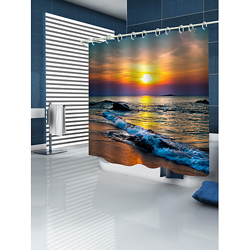 

Bathroom Shower Curtains & Hooks Country Polyester Waterproof