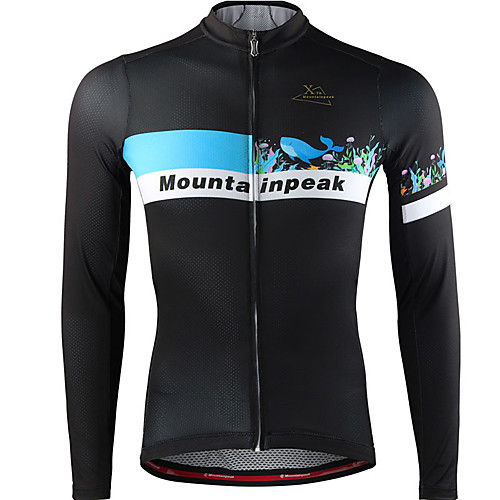 

Mountainpeak Men's Long Sleeve Cycling Jersey Winter Polyester White Black Animal Floral Botanical Bike Jersey Top Mountain Bike MTB Road Bike Cycling Breathable Quick Dry Moisture Wicking Sports