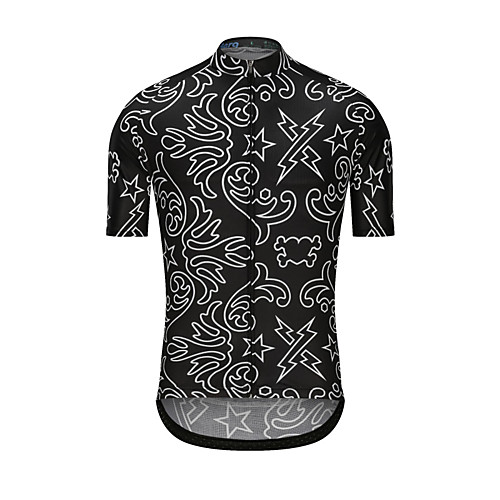 

Men's Short Sleeve Cycling Jersey Black Stars Bike Jersey Top Sports Clothing Apparel / High Elasticity