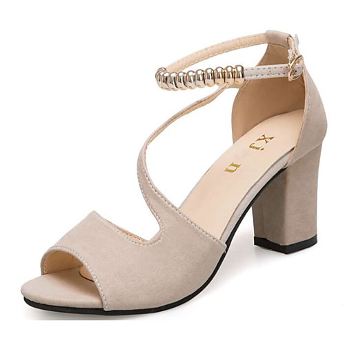 

Women's Heels Open Toe Basic Pump Suede Beading Summer Black Green Beige / EU39