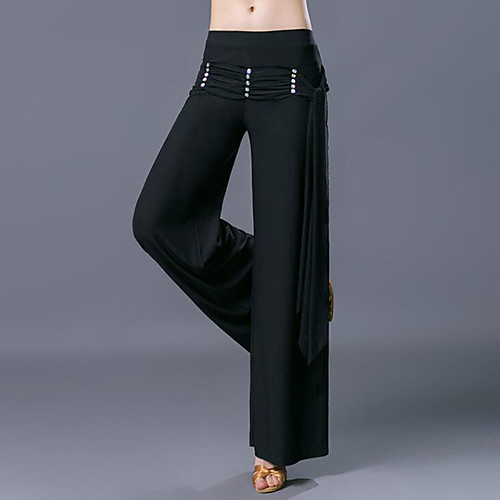 

Ballroom Dance Pants Ruching Crystals / Rhinestones Women's Training Performance Natural Polyester