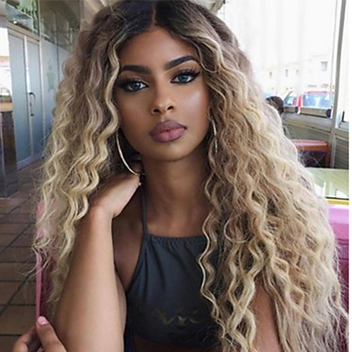 

Synthetic Wig Jerry Curl Middle Part Wig Black / Blonde Ombre Long Black / Gold Synthetic Hair 24 inch Women's For Black Women Black / Blonde Ombre