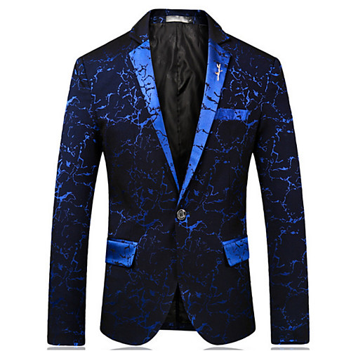 

Men's Daily Basic Fall Regular Blazer, Solid Colored Notch Lapel Long Sleeve Cotton / Polyester Patchwork Black / Blue / Red / Slim