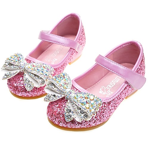 

Girls' Flats Comfort Flower Girl Shoes Halloween PU Little Kids(4-7ys) Wedding Party & Evening Bowknot Sparkling Glitter Blue Pink Silver Fall Spring