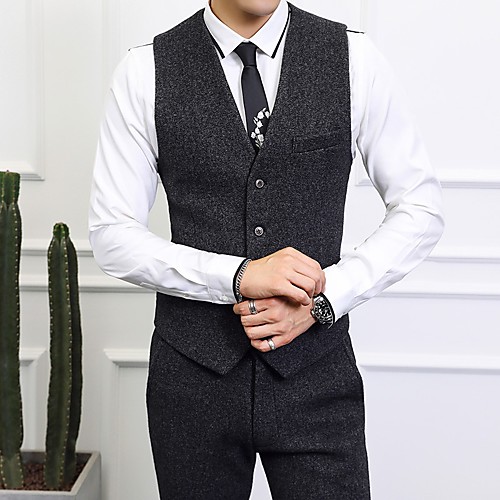 

Tuxedos Tailored Fit / Standard Fit Notch Single Breasted More-button Wool / Polyester Solid Colored