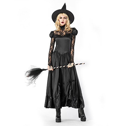 

Witch Dress Cosplay Costume Adults' Women's Vacation Dress Halloween Halloween Masquerade Festival / Holiday Tulle Polyster Black Women's Easy Carnival Costumes Patchwork / Hat / Hat