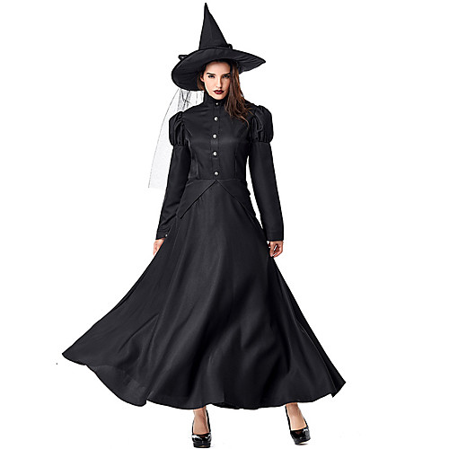 

Witch Dress Cosplay Costume Hat Kid's Adults' Women's Dresses Vacation Dress Halloween Halloween Carnival Masquerade Festival / Holiday Tulle Polyster Black Women's Easy Carnival Costumes Solid