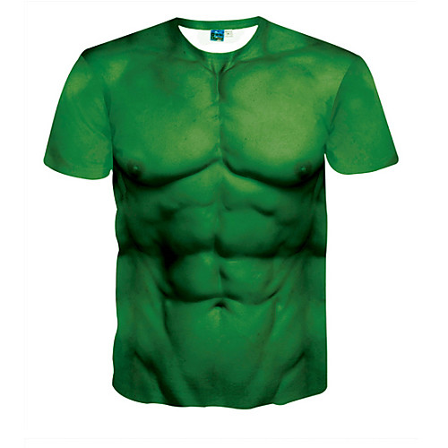 

Men's 3D T-shirt Round Neck Green