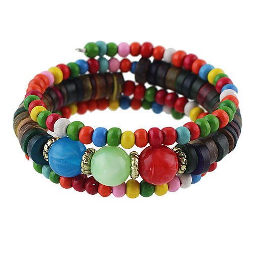 

Women's Bead Bracelet Beaded Fashion Boho Wood Bracelet Jewelry Coffee / Rainbow / Green For Daily Date