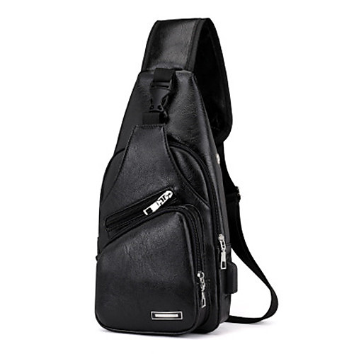 

Men's Zipper PU Sling Shoulder Bag Black / Brown / Dark Brown
