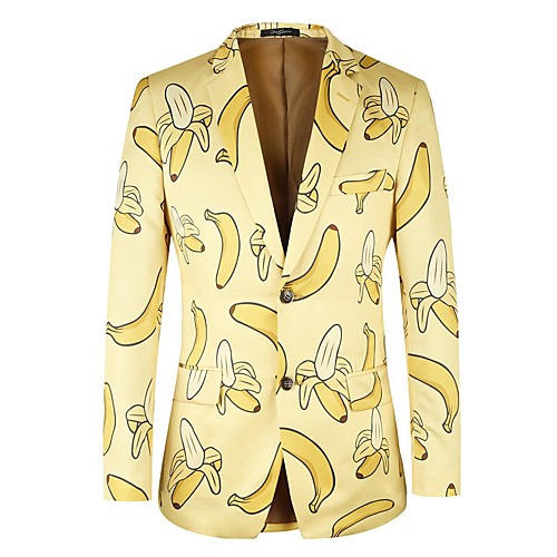 

Men's Suits Jacket Fruit Print Tops Yellow