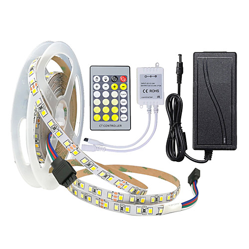 

Bi-Colored Dual LED Light Strips 5M 2835 SMD 600leds White Warm and Cold White Flexible Strips Light with IR24 Key Controller or Adapter Kit