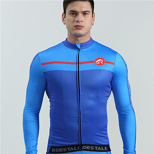 

BOESTALK Men's Long Sleeve Cycling Jersey Winter Fleece Blue Dark Blue Bike Jersey Top Mountain Bike MTB Road Bike Cycling Thermal / Warm Fleece Lining Breathable Sports Clothing Apparel / Stretchy