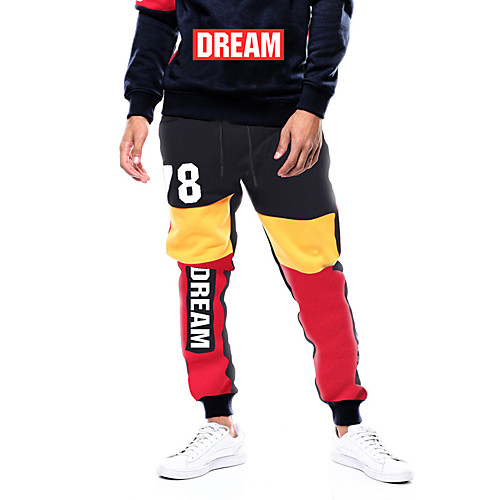

Men's Sweatpants Joggers Jogger Pants Streetwear Pants / Trousers Sweatpants Athleisure Wear Drawstring Cotton Gym Workout Thermal Warm Lightweight Quick Dry Plus Size Sport Stripes Black / Red