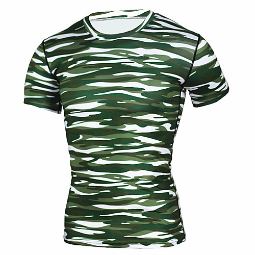 

Men's Hunting T-shirt Short Sleeve Outdoor Summer Breathable Quick Dry Well-ventilated Breathability Classic Top Polyester Camping / Hiking Hunting Fishing Traveling Black Green