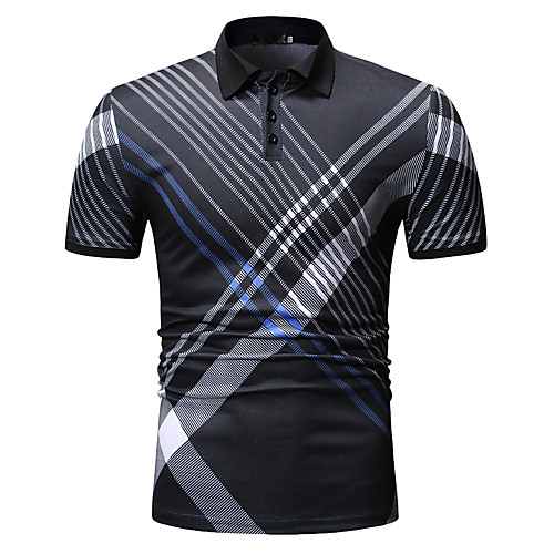 

Men's Polo Graphic Short Sleeve Daily Tops Black Navy Blue