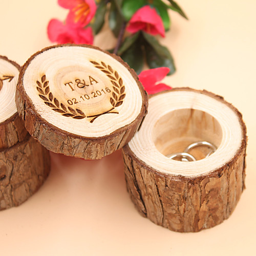 

Personalized Ring Boxes Wood Necklace Cylinder Engraved