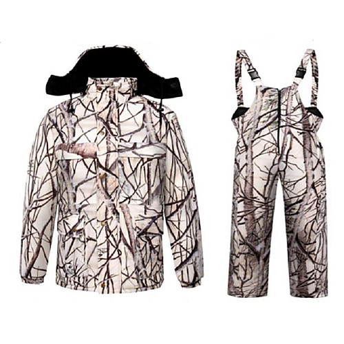 

Men's Hunting Jacket with Pants Outdoor Fleece Lining Warm Anti-Wear Thick Winter Camo Clothing Suit 100% Polyester Cotton Hunting Fishing Camping / Hiking / Caving Camouflage Color Camouflage