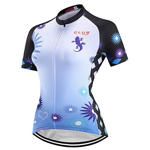 

Women's Short Sleeve Cycling Jersey White Floral Botanical Plus Size Bike Jersey Top Mountain Bike MTB Road Bike Cycling Breathable Quick Dry Sports Clothing Apparel / Micro-elastic