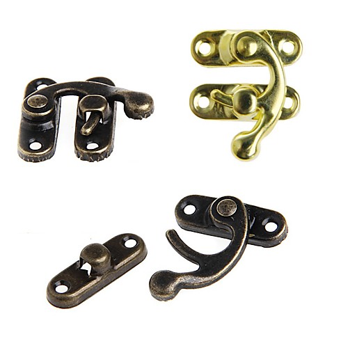 

2PCS DIY Antique Metal Catch Curved Buckle Horn Lock Clasp Hook Gift Jewelry Box Padlock