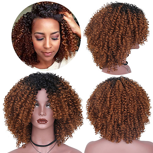 

Synthetic Wig Curly Layered Haircut Wig Short Ombre Black / Medium Auburn Synthetic Hair 14 inch Women's Women Synthetic Best Quality Black Laflare