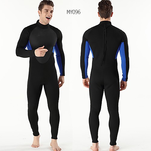 

Men's Full Wetsuit 3mm SBR Neoprene Diving Suit Windproof Anatomic Design Stretchy Long Sleeve Back Zip Solid Colored Autumn / Fall Spring Summer / Winter
