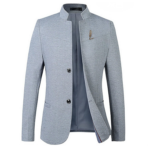 

Men's Blazer Plus Size Notch Lapel Black / Navy Blue / Gray M / L / XL / Slim