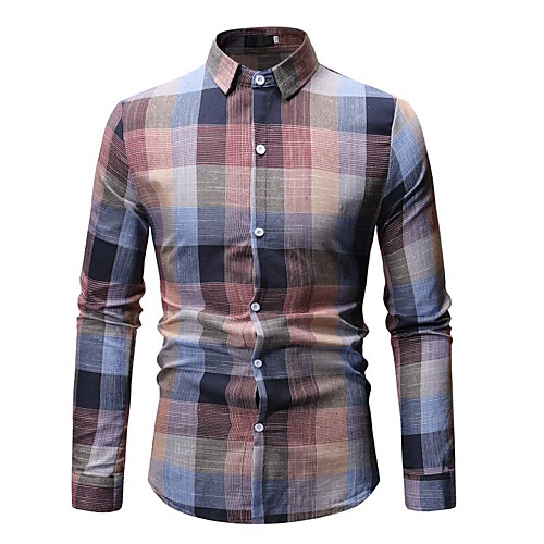 

Men's Shirt Plaid Check Print Tops Blushing Pink Green