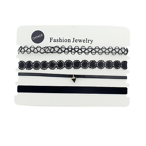 

Women's Tattoo Choker Necklace Stacking Stackable Tattoo Style Trendy PU Leather Cord Velvet Black 32.5 cm Necklace Jewelry 4pcs For Daily Date