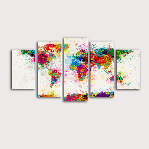 

Print Rolled Canvas Prints Stretched Canvas Prints - Abstract Maps Modern Five Panels Art Prints