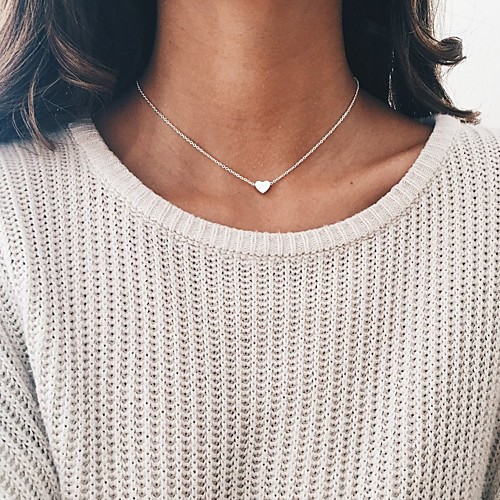 

Women's Choker Necklace Pendant Necklace Classic Heart Elegant Fashion Silver Plated Gold Plated Gold Silver 40 cm Necklace Jewelry 1pc For Evening Party Holiday