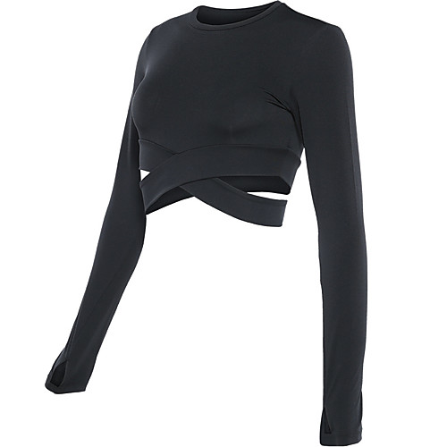 

Women's Crew Neck Yoga Top Fashion White Black Grey Orange Elastane Yoga Fitness Top Long Sleeve Sport Activewear Sweat-wicking High Elasticity