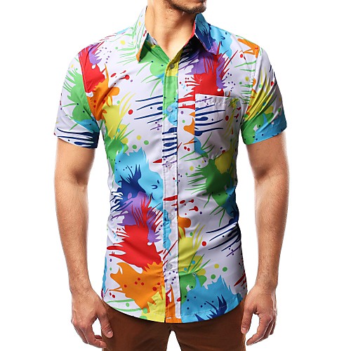 

Men's Shirt Rainbow Print Short Sleeve Tops Rainbow