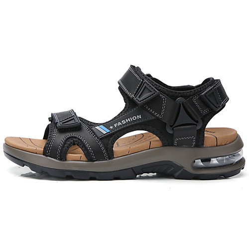 

Men's Summer / Fall Casual / British Daily Beach Sandals Walking Shoes Nappa Leather Breathable Shock Absorbing Light Brown / Dark Brown / Black