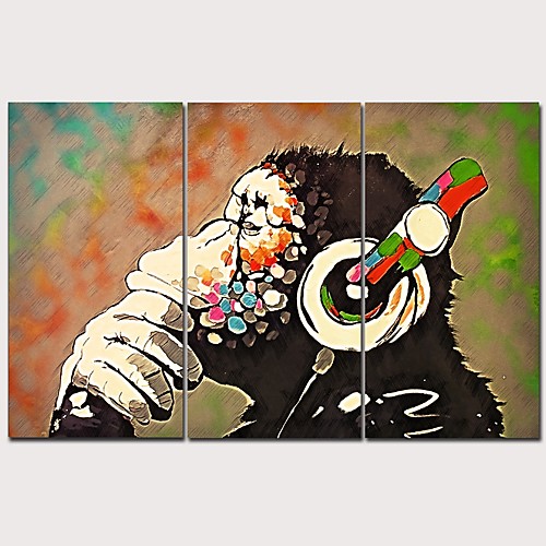 

Print Stretched Canvas Prints - Abstract Animals Classic Modern Three Panels Art Prints